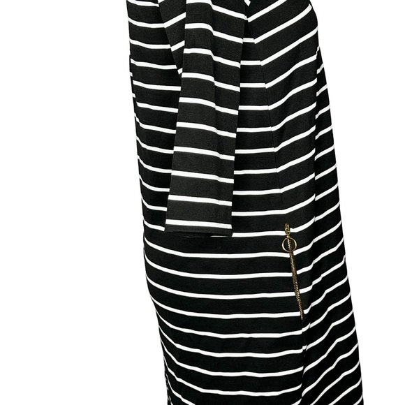 Zara Knit Black White Striped Crew Neck Mini Dress Women's Size Medium M - Picture 4 of 8